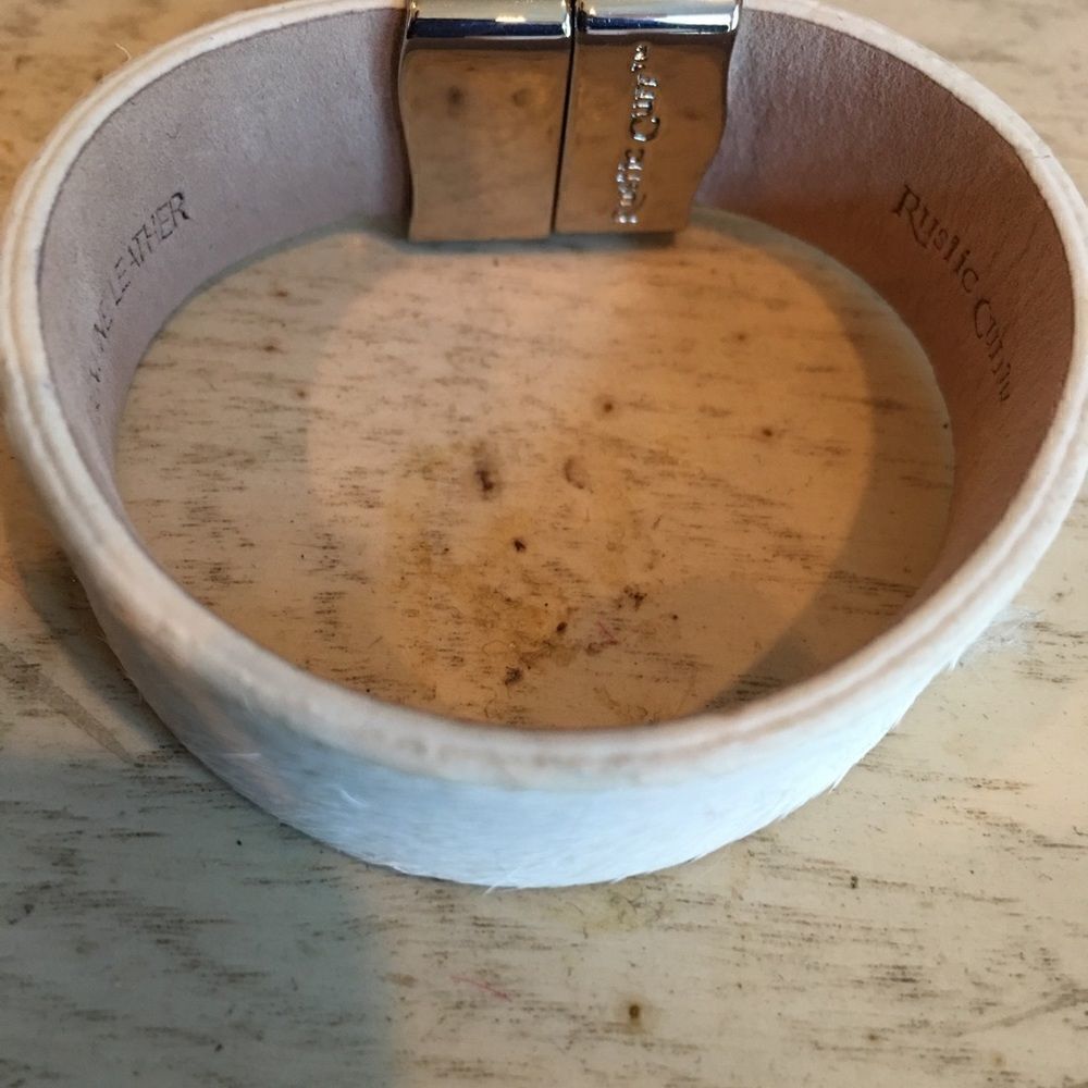 Haley White & Silver Magnetic Clasp Rustic Cuff - Picture 4 of 11